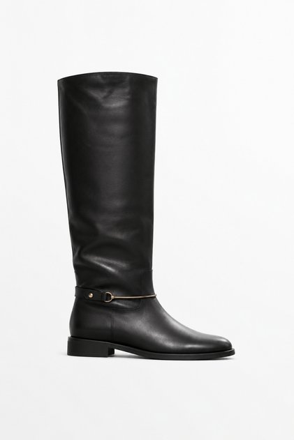Black Leather Classic Riding Boots 24449