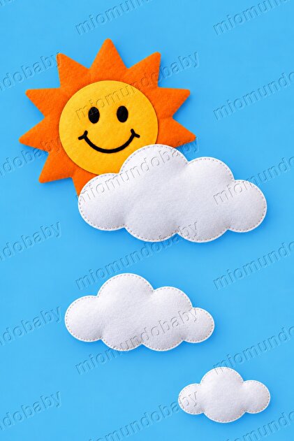 Baby Kids Room Sky Clouds And Sun Felt Wall Decor