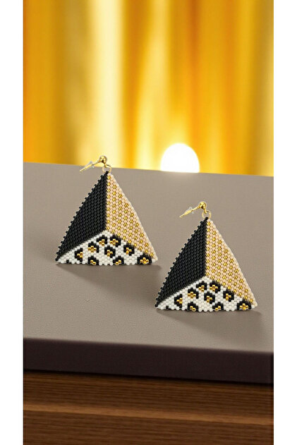 Miyuki Beads Handmade Leopard Triangle Earrings