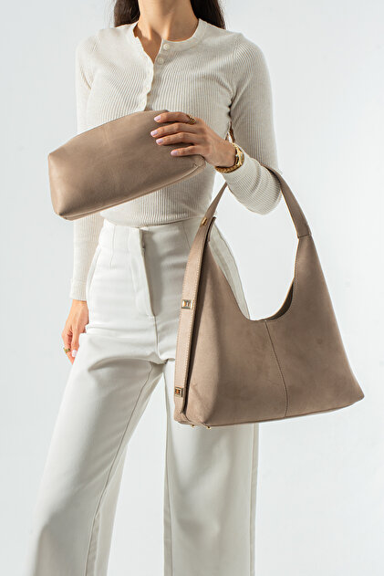 Zevra Model Women's Mink Suede Hand and Shoulder Bag