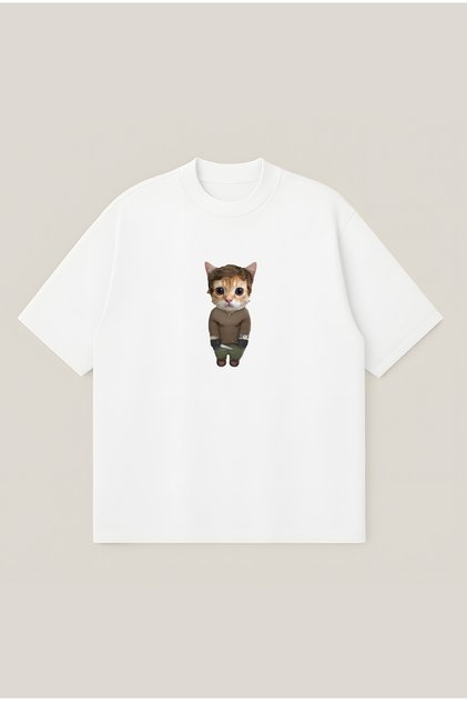 Cat Dexter Printed Oversize Boxy Cut Unisex 100% Cotton Tshirt | Streetwear