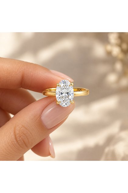 925 Ayar Star Kesim 5x7mm Oval Taşlı Gümüş Yüzük