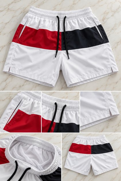 Men's Swim Shorts with Pockets, Mesh Lining, Elastic Waist, Quick Dry Beach Shorts