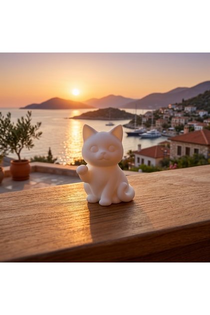 Mini Beyaz Kedi Figürü Biblo