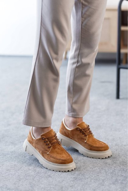 Kb-X6 Men's Daily Lace-Up Suede Classic Shoes Skt - Tan