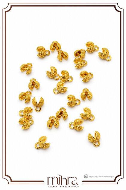Tesbih Knot Closing Apparatus 8mm – Yellow | Gold - 10 Pieces (Prayer Beads Material)