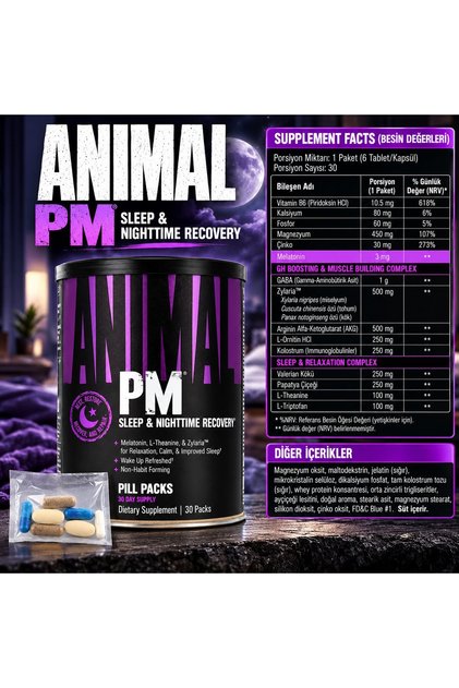 Universal Animal Pm Theanine & Gaba & Zylaria for Relaxation, Calm, & Improved Sleep 30 Packs