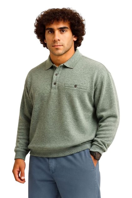 Men's Large Size, Suitable for 122 kg - 158 Kg, Wide Fit, Polo Collar, Thessaloniki Sweat Khaki