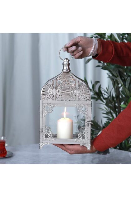 Luxury Ramadan Lantern - Silver - 20x12x38cm
