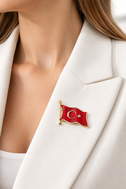Ay Yıldız Türk Bayrağı Broş