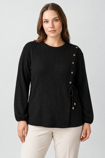 Winter Hair Knitwear Buttoned Soft Blouse