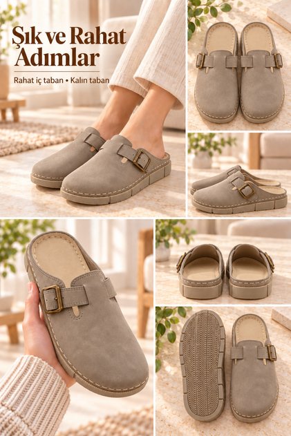 Women's Buckle Anatomical Thick Comfortable Sole Medical Mother Slippers Street Slippers