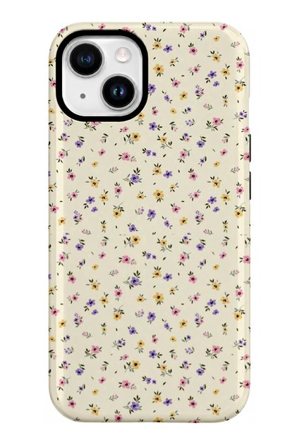 iPhone 15 Compatible - Delicate Flowers, Double Layer Cover, Glossy Surface Protective Case