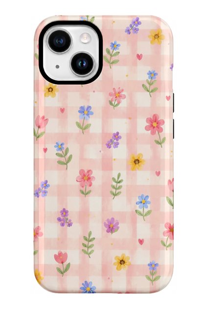 iPhone 15 Compatible - Pastel Garden, Double Layer Cover, Glossy Surface Protective Case