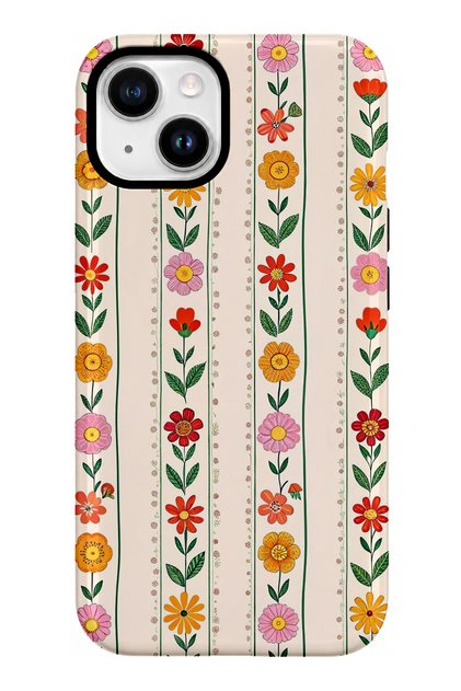 iPhone 15 Compatible - Floral Garden, Double Layer Cover, Glossy Surface Protective Case