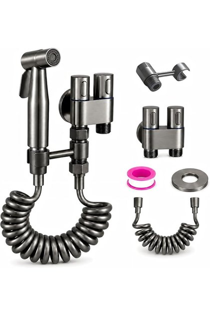 1-in-2 Handheld Out Dual Control Valve Bidet Sprayer for Toilet, Stainless Steel Toilet Bidet Attach