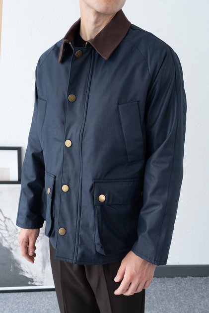 Erkek Velvet Yaka Çıt Çıt Detay Oversize Lacivert Ceket