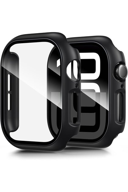 Apple Watch 12 46mm Uyumlu Şeffaf Sert Sararmaz Ekran ve Kasa Koruyucu Kılıf