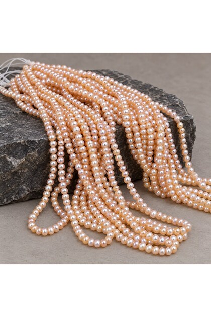 Pearl String Silver Reflective Pink 4*3mm – Natural Texture Royal Series (63320)
