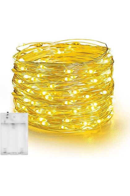 100 مصباح LED على شكل سلسلة، يعمل بالبطارية، وضعان للإضاءة، أضواء زينة مقاومة للماء