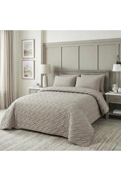 MASTER Microfiber Plain Bedspread Set, Fits 120 x 200 cm Single Size Bed, 3 Pcs Single Size Compress