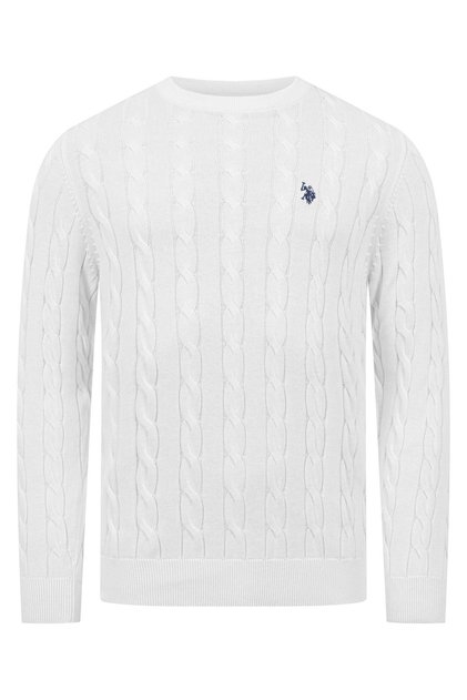 Herren Rundhals-Pullover mit Zopfmuster P-066