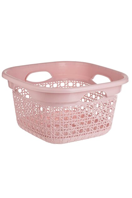 Cos de Rufe Patrat din Plastic Roz Perforat 45L - Cosuri Gauri, Organizare-Curatare Casa