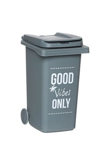 Coş de Gunoi din Plastic Mini Gri Good Vibes 0.48l - Organizare-Curatare Casa