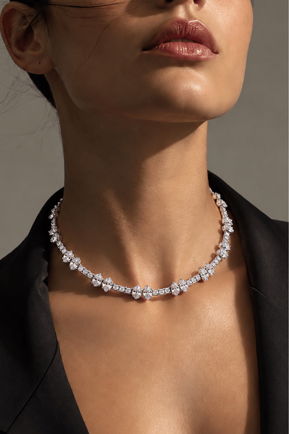 Gümüş Renk Taşlı Choker Kolye