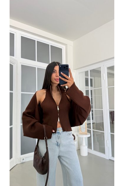 Kahve Bolero Detaylı İkili Triko Takım GAUS-02037