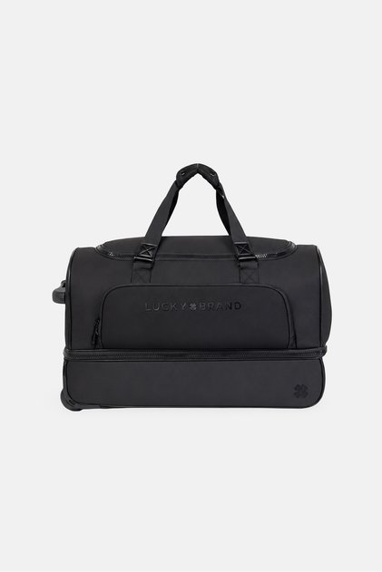 Men Brand Logo Rolling Duffle Bag, Black