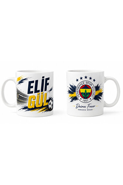 Fenerbahçe Futbol Takımı Taraftarı İsme Özel Logolu Porselen Kupa Bardak