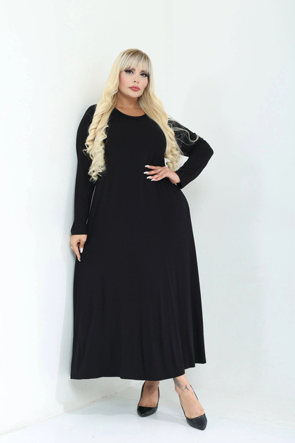 Plus Size Full Length Pocketed A-Line Knitted Lycra Viscose Dress