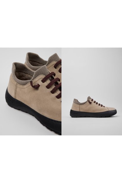 Peu Serra Beige Suede and Textile Shoes for Men.
