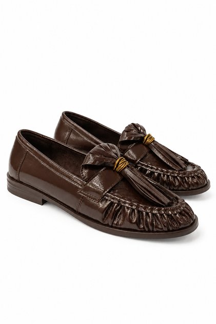 Women's Brown Daily Soft Leather Loafer Pm92