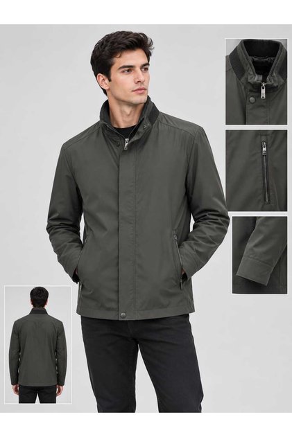 80237 Dik Yaka Erkek Trenç Mont