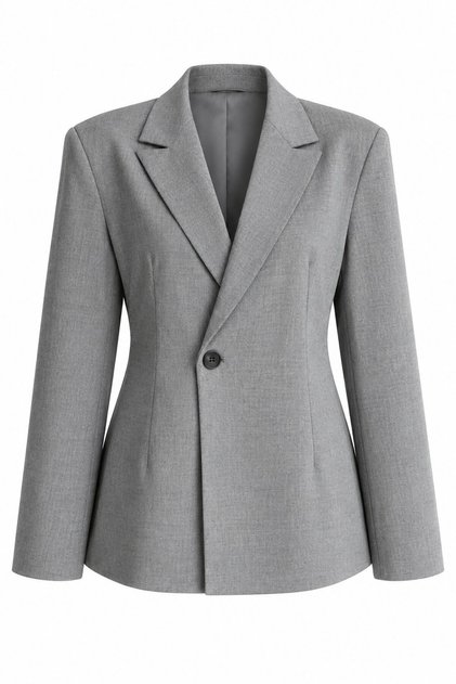 Gray Padded Waist Blazer Jacket - 251004