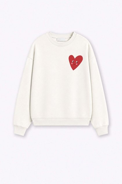 Women's Premium Fabric 3 Thread Raised Heart Printed Sweatshirt