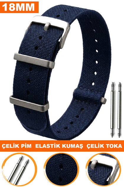 18mm Elastic Fabric Nato Textile Watch Band Strap N39Tld-L