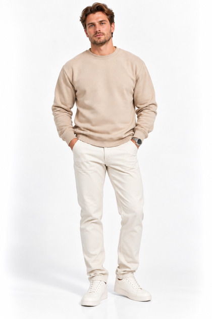 Bisiklet Yaka Basic Sweatshirt – Bej