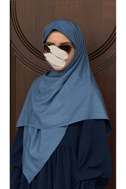 Premium Jacquard Huma Large Size Scarf-Indigo