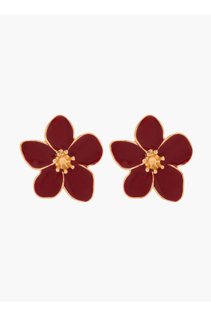 Gloo Gold Tone Floral Stud Earrings with Pushback Closure