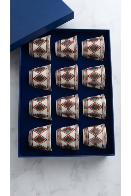 Colorful Geometric Pattern Coffee Cup Set 12 Pieces