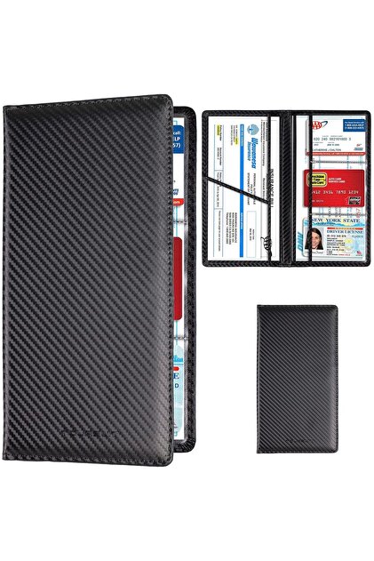 ® Organizator de documente auto, pentru talon, asigurare, permis și carduri, 6 compartimente transparente, închidere magnetică ascunsă, design compact, pentru depozitare și organizare.