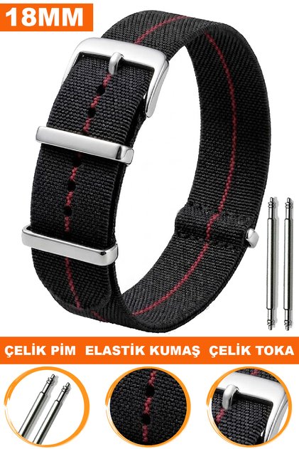 18mm Elastic Fabric Nato Textile Watch Band Strap N39Tld-Br