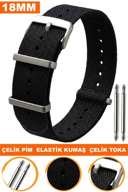 18mm Elastic Fabric Nato Textile Watch Band Strap N39Tld-B