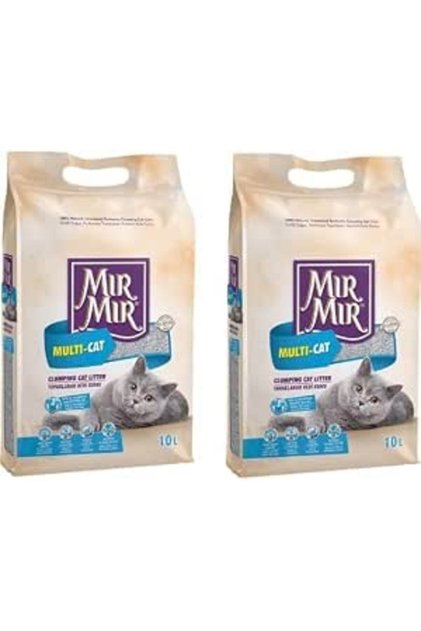 -Mırmır Multi-cat%100 Doğal Parfümsüz Topaklanan Bentonit Kedi Kumu 10 L * 2 Adet