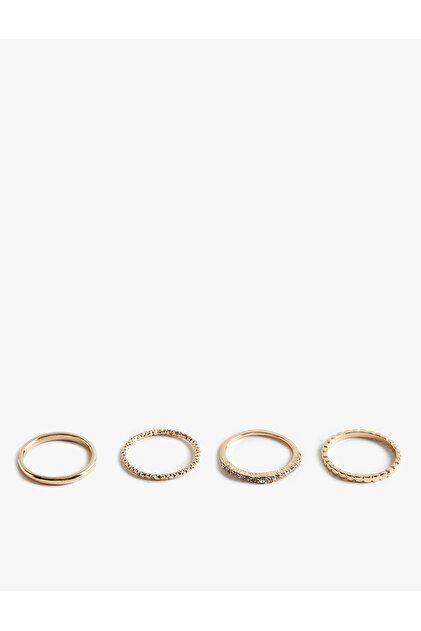 Stone-Encrusted 4-Piece Ring Set