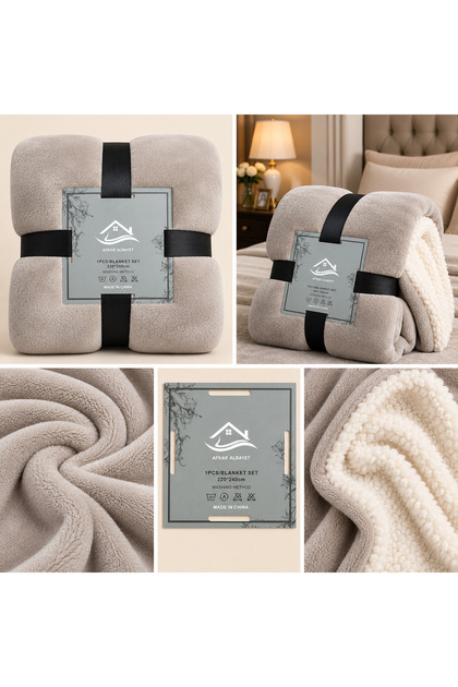 Nefir Premium Double-Sided Winter Blanket 220X240 cm | Velvet Softness on the Outside and Warm, Dense Fur on the Inside