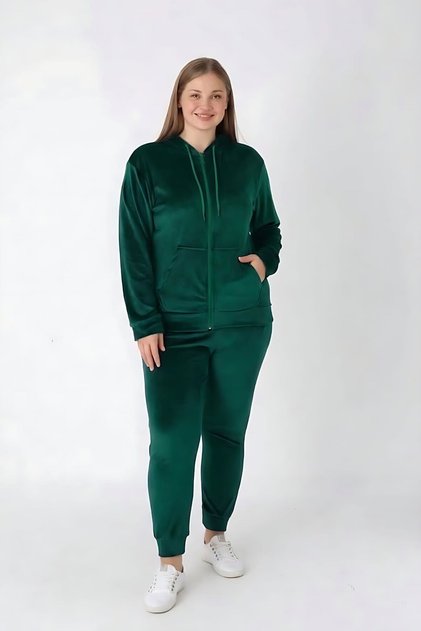 Mooda Velvet Lycra Plus Size Women's Tracksuit Set